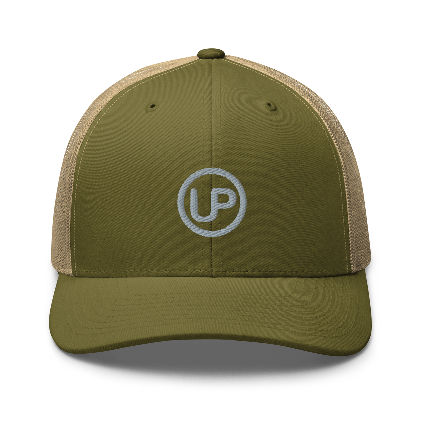 Up Brands Trucker Cap With Large Centered Logo (White Color)